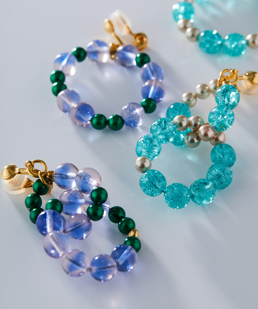 《Emma》glass beads asymmetry earring