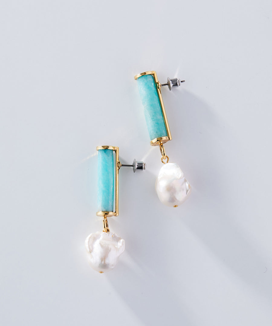 GEM stone pearl pierce/earring