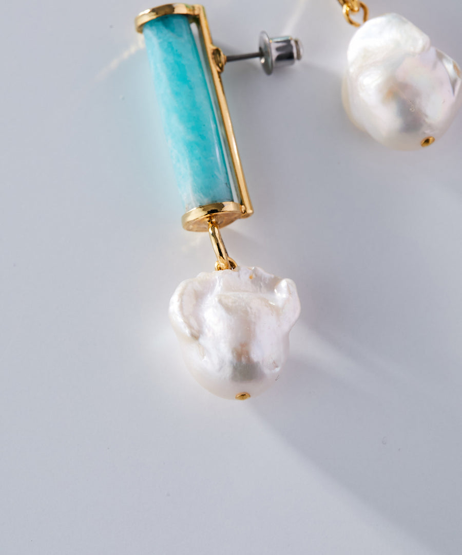 GEM stone pearl pierce/earring