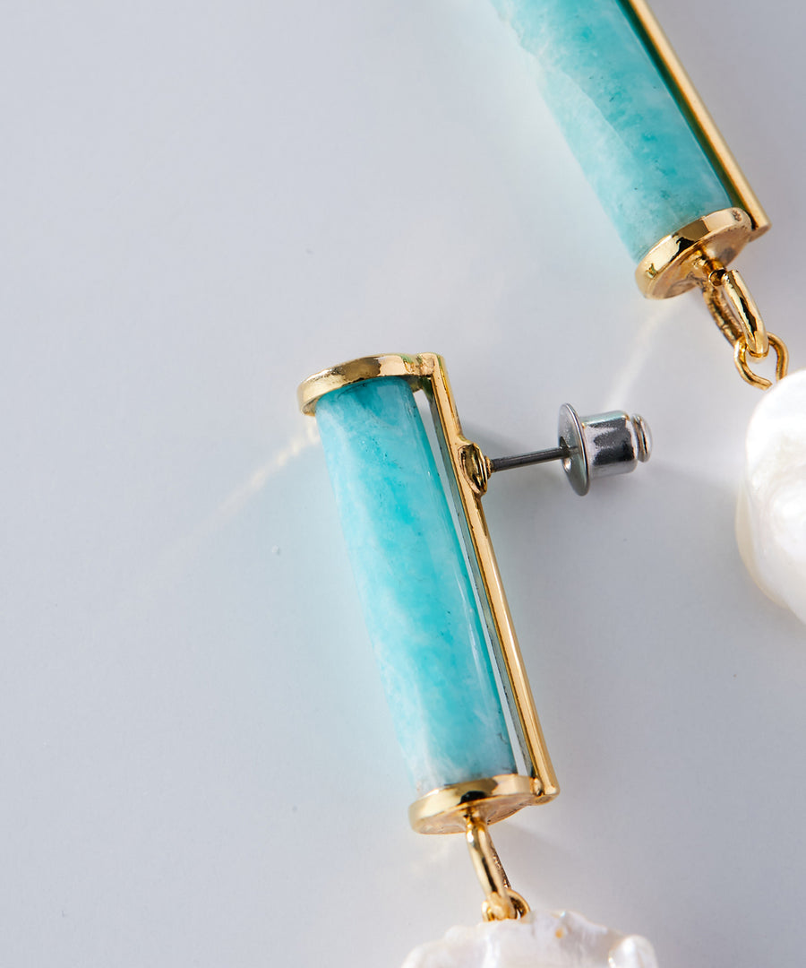 GEM stone pearl pierce/earring