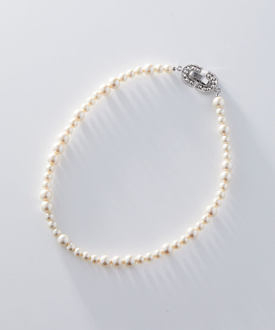 Marcasite pearl short necklace