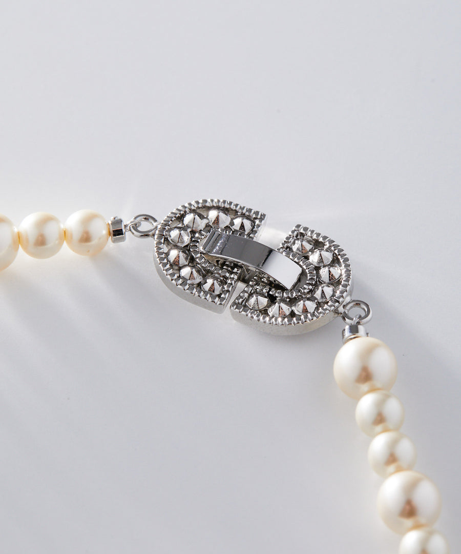 Marcasite pearl short necklace