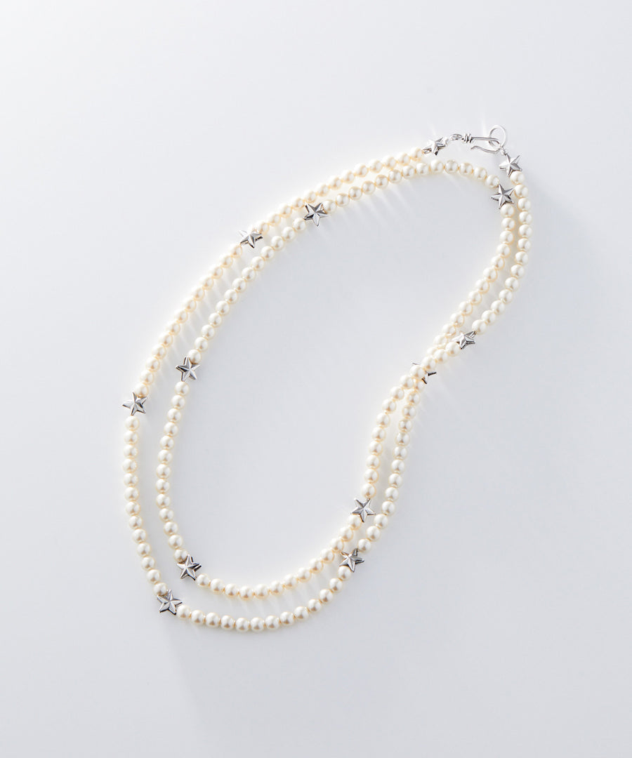 STAR studs pearl long necklace