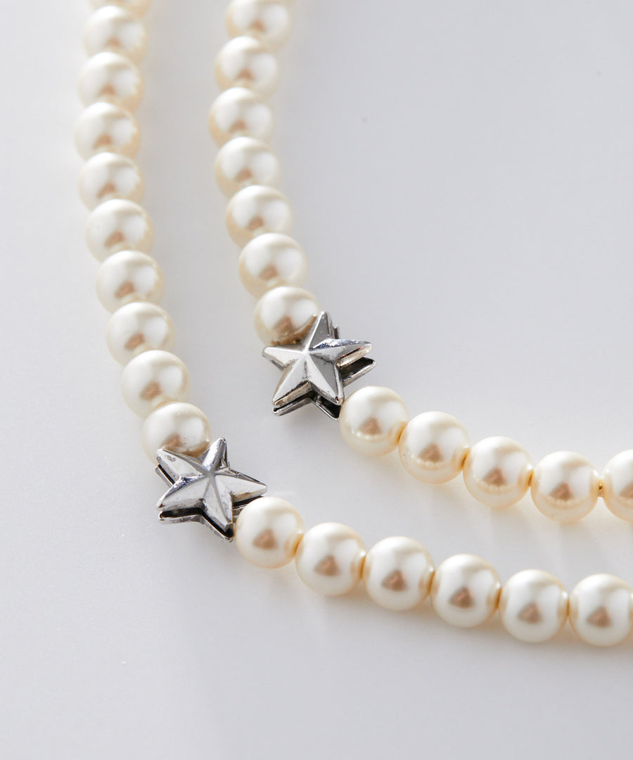 STAR studs pearl long necklace