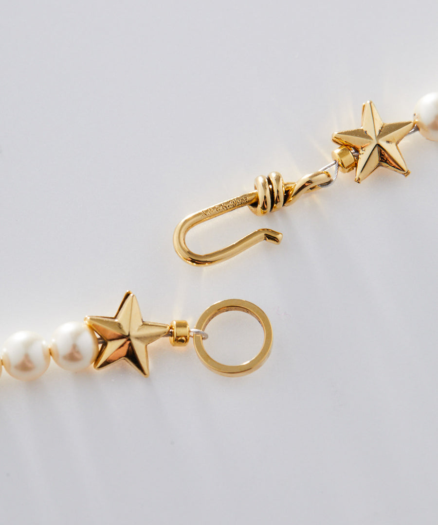 STAR studs pearl long necklace