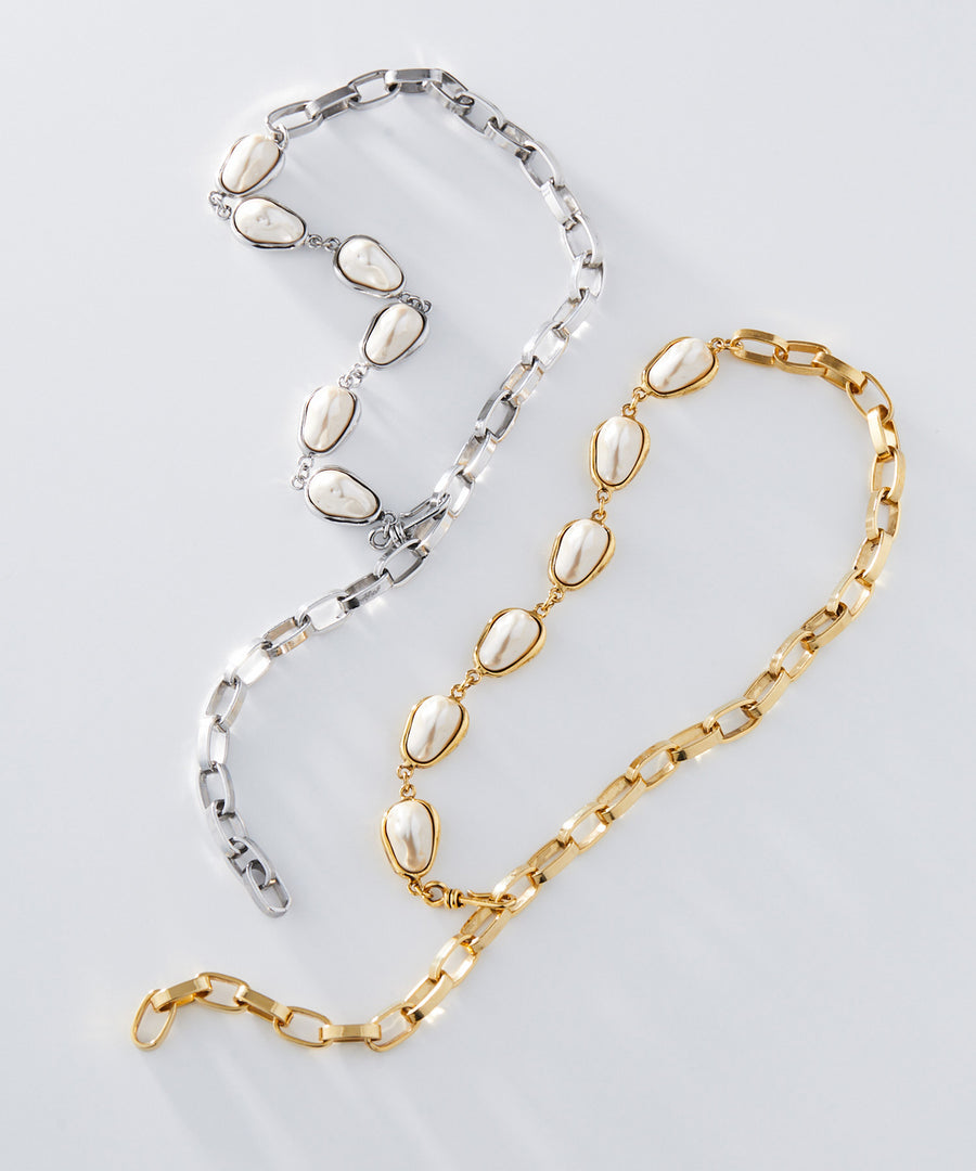 PEARL motif chain necklace