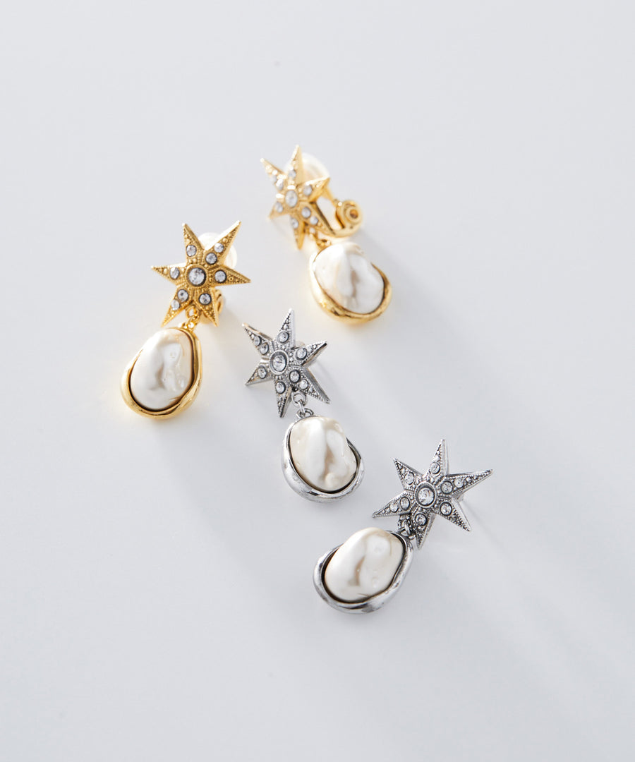 STAR half pearl pierce / earring