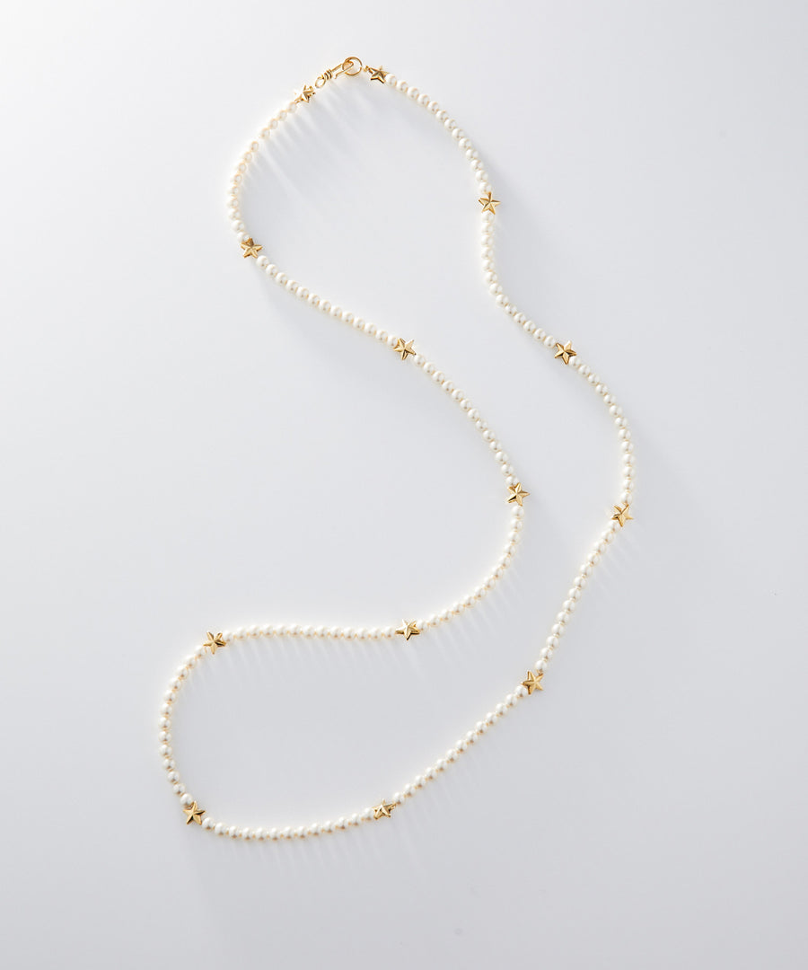 STAR studs pearl long necklace