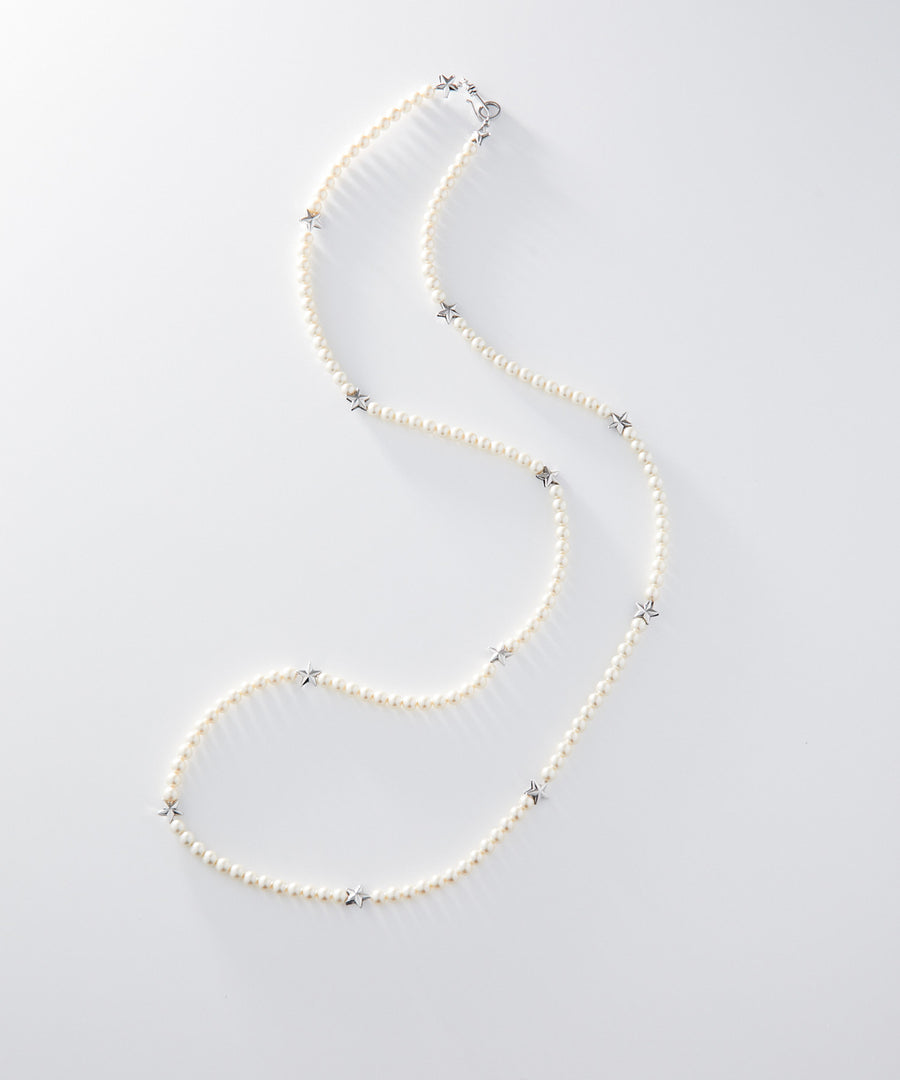 STAR studs pearl long necklace