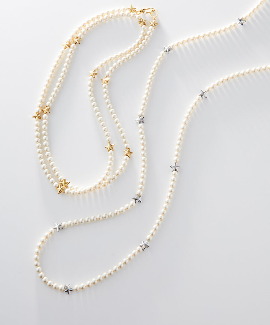 STAR studs pearl long necklace