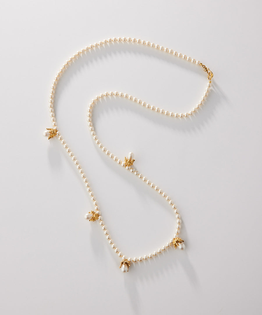 Lily of the valley pearl long necklace