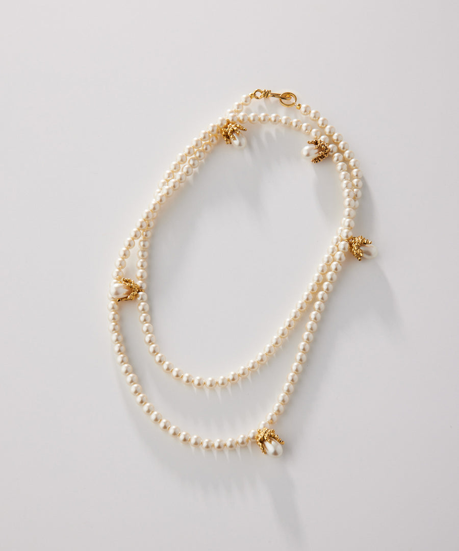 Lily of the valley pearl long necklace