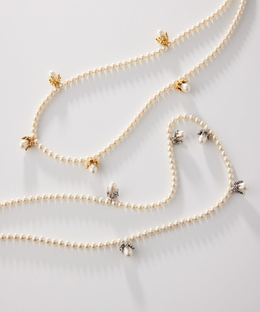 Lily of the valley pearl long necklace