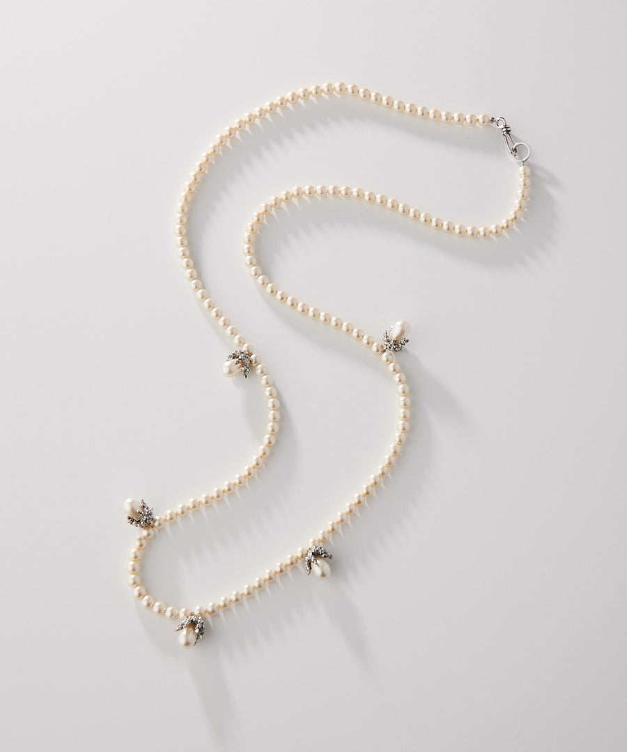 Lily of the valley pearl long necklace