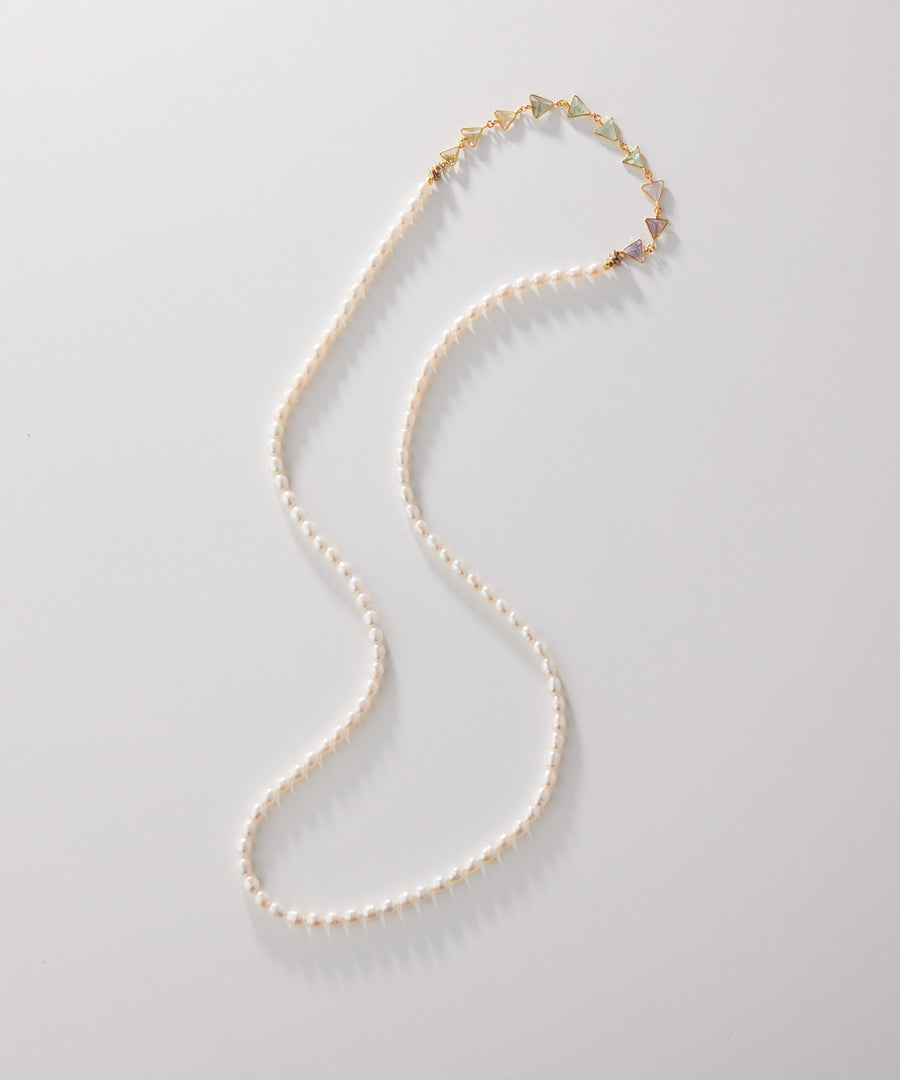 GEM stone pearl long 3way necklace