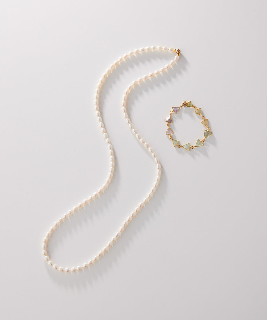 GEM stone pearl long 3way necklace