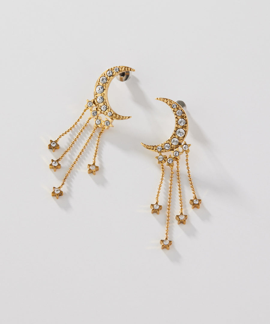 MOON star fringe pierce/earring