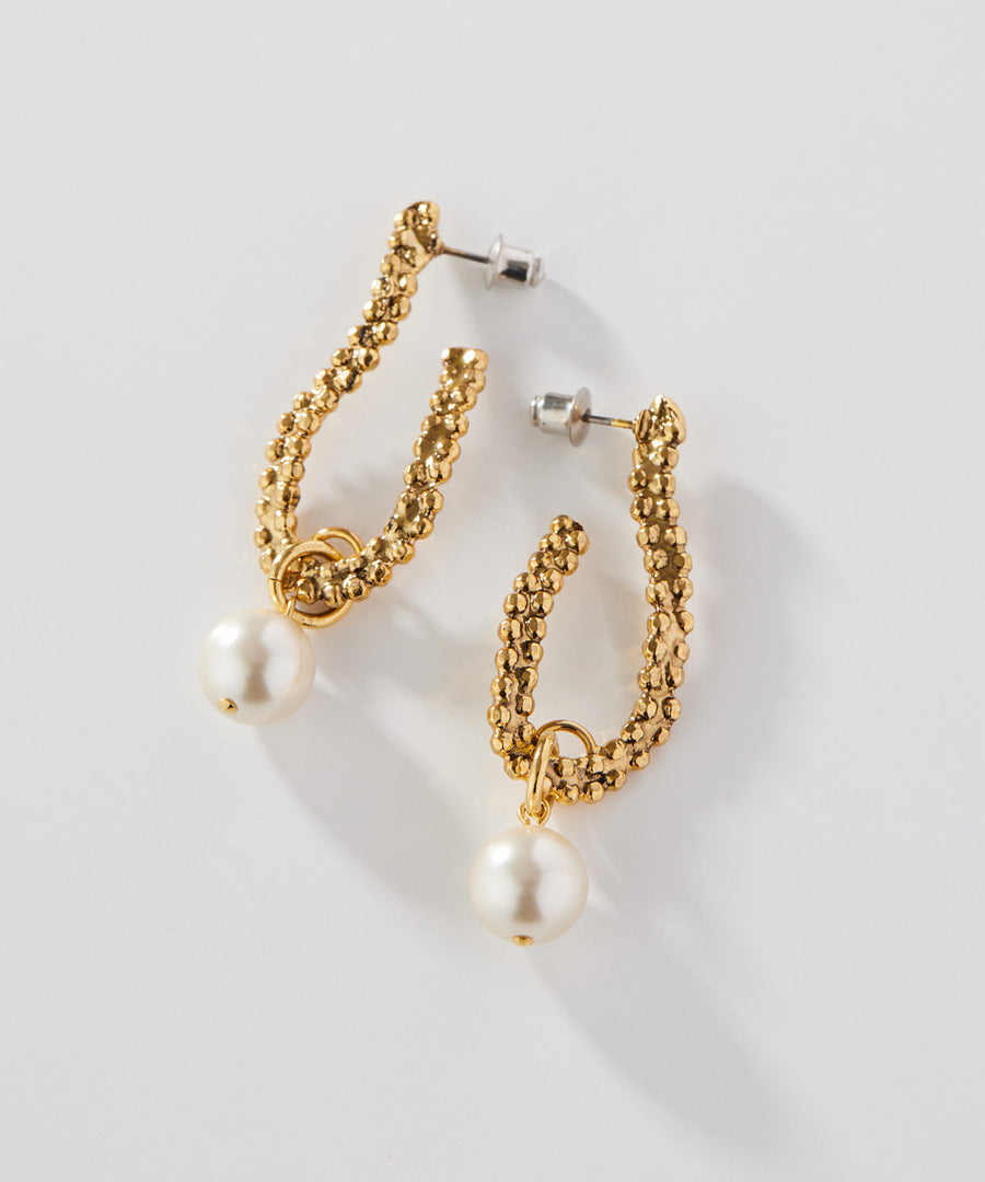 CUTSTEEL twist chain pearl pierce/earring