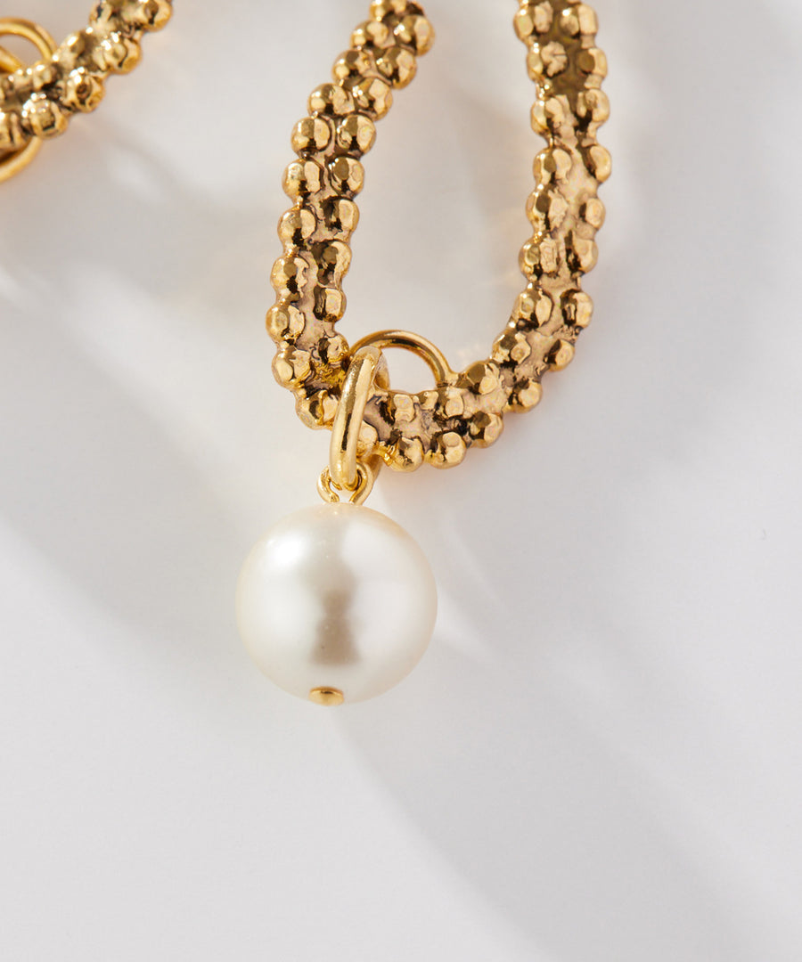 CUTSTEEL twist chain pearl pierce/earring