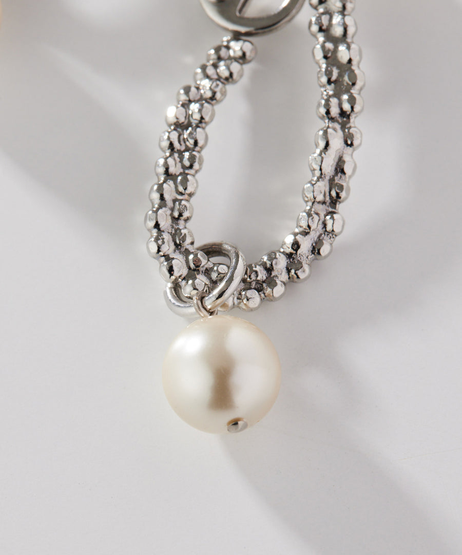 CUTSTEEL twist chain pearl pierce/earring