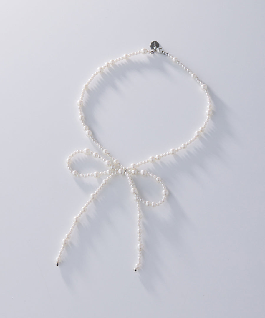 《Juliette》pearl ribbon necklace