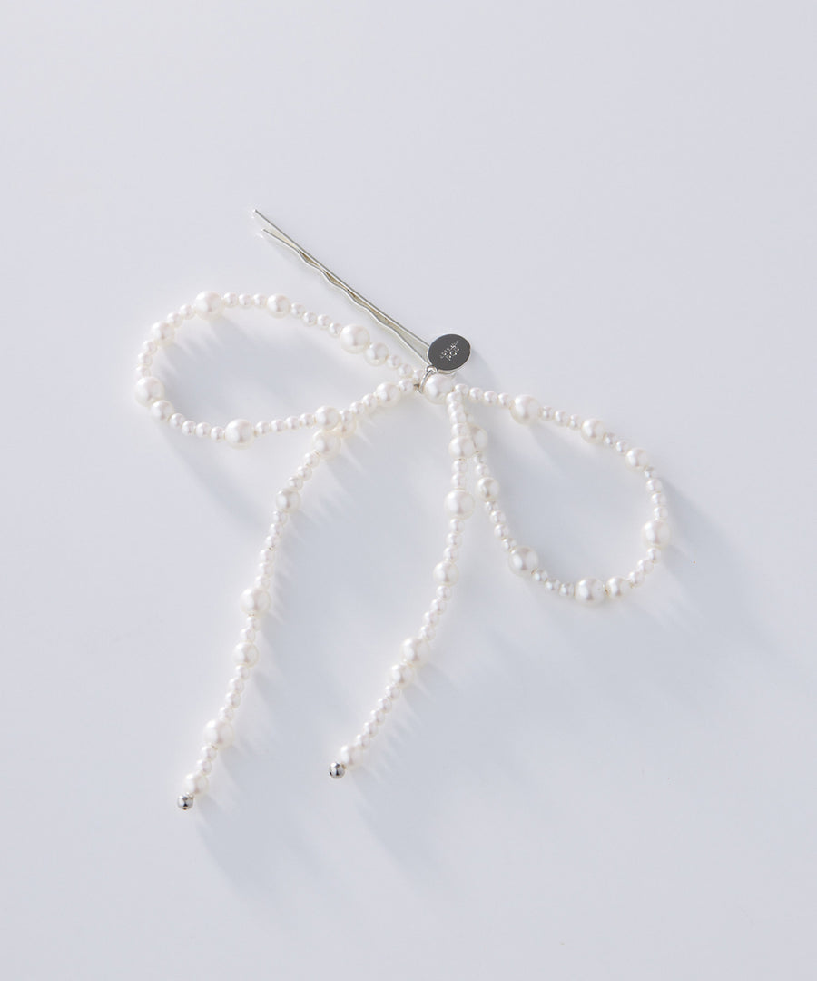 《Juliette》pearl ribbon hairpin(small)