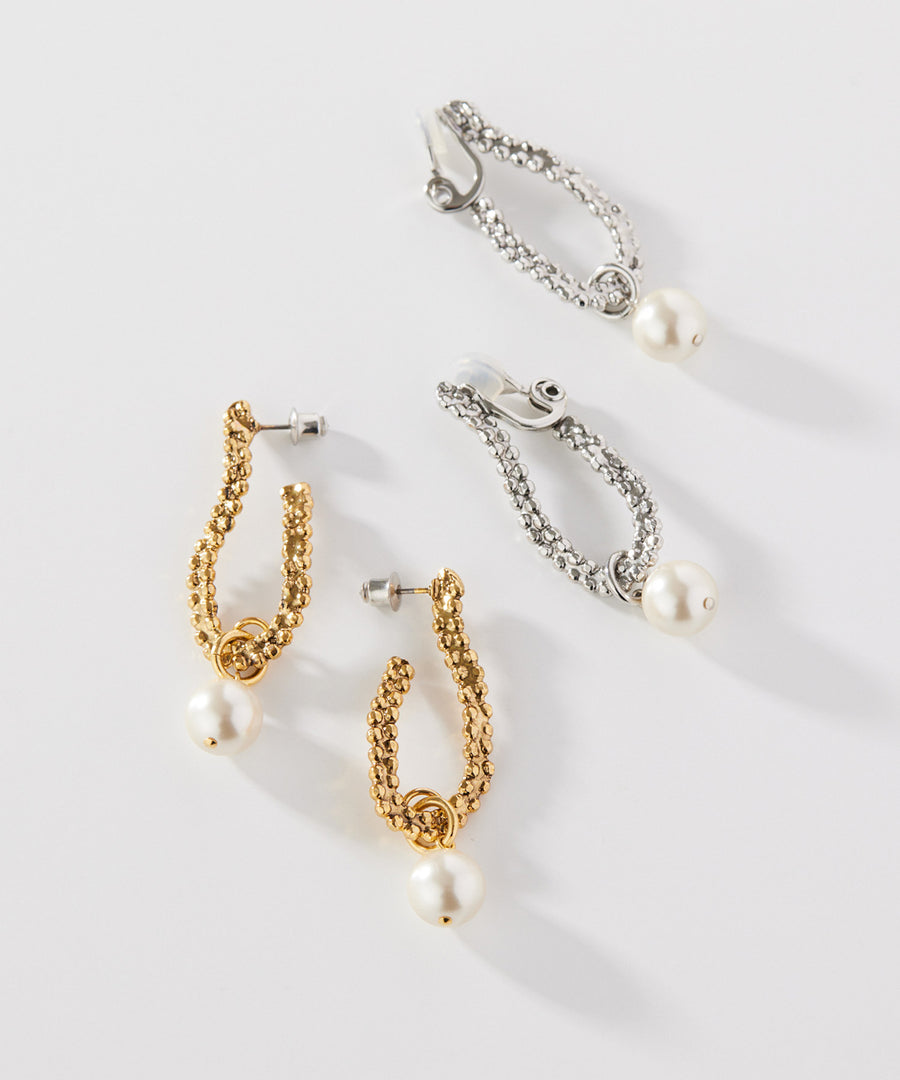 CUTSTEEL twist chain pearl pierce/earring