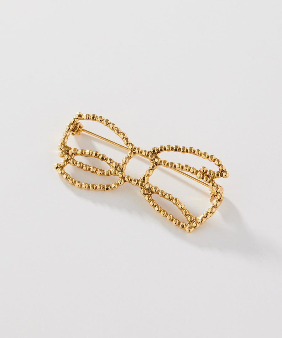 CUTSTEEL ribbon brooch