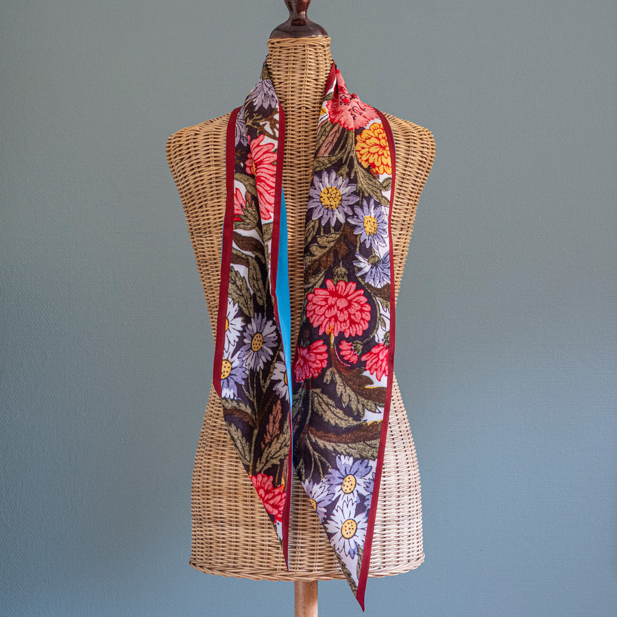 Slim Flower Stripe Scarf