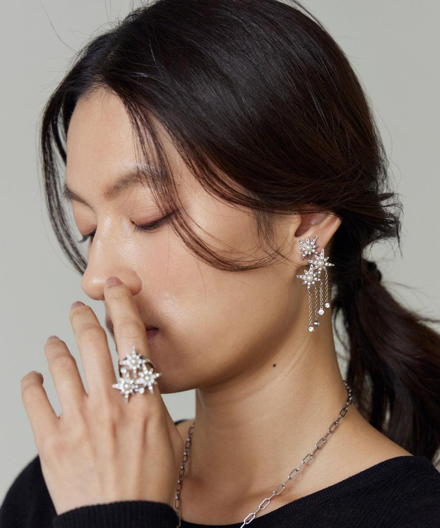 STAR fringe earring/イヤリング